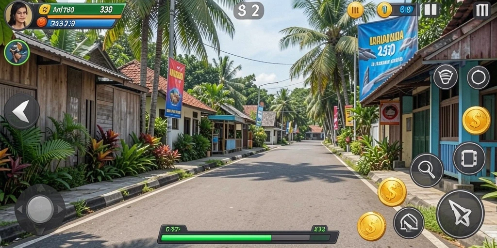 Tampilan utama permainan yang menarik dan intuitif.