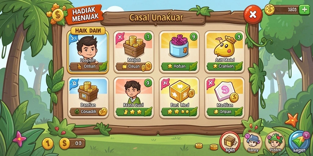 Tampilan level pertama yang menawan dengan rintangan menarik.
